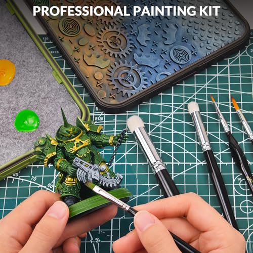 Image of Wet Palette, Dry Brush Palette and Acrylic Paint Palette, 3-in-1 Set with 11PCS Detail Paint Brushes Drybrush for Miniature Painting and Acrylic Paints, 100PCS Hydration Paper and 4PCS Sponges