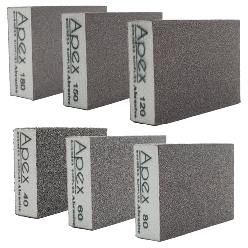 6 Pack Sanding Blocks Wet and Dry Dual-use,Sanding Sponges Coarse and Fine - 40/60/80/120/150/180 Grits 6 Different Grits, Washable and Reusable, Ideal for Wood Metal Wall Polishing