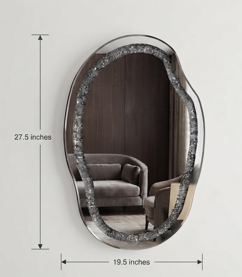 Image of Alfa Design Irregular 28x20 Inch Diamond Wall Mounted LED Backlit Mirror | Touch Sensor 3 Light Modes (Warm, Natural & Cool White) | for Bathroom Vanity Mirror, Washbasin, Farmhouse & Bedroom