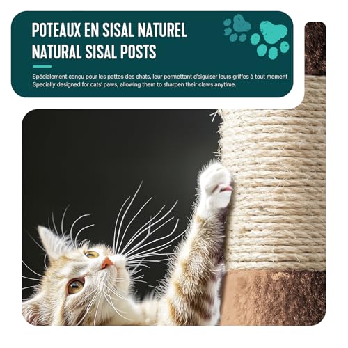 Arbre à chat hauteur 112cm vounot multi niveaux marron pour grimper