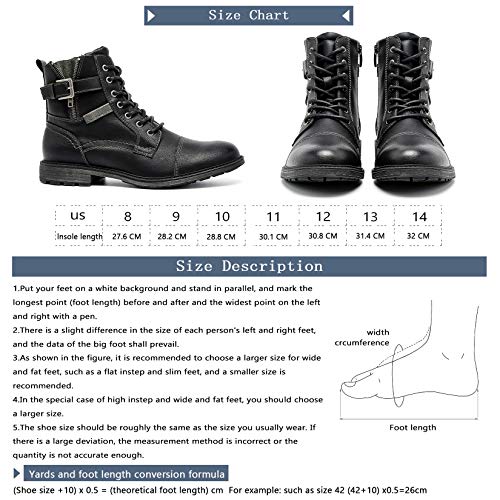 Image of AMAPO Men Oxford Boots, Buckle Dress Boot, Casual Men Boots Lace-Up Side Zipper