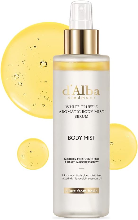 d'Alba Piedmont White Truffle Aromatic Body Mist Serum 180ml glowy hydrating body serum spray, go-to body mist for dry and damaged skin