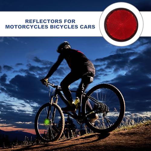 Image of PATIKIL Round Rear Reflectors, 10 Pcs Safety Reflective Warning Reflector Plastic Universal Motorcycle Reflector with M6 Screw Mount for Car Motorcycle Trailer Bike Bicycles Dirt, Red
