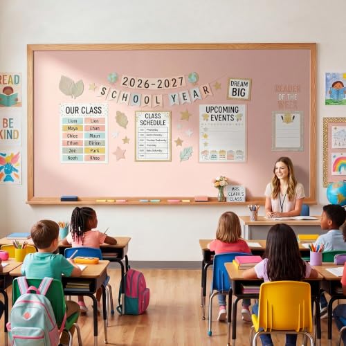 Image of 2 Roll Pink Bulletin Board Paper 12 x 4 ft Large Fabric Classroom Decor | 4x12 ft Fadeless Display Background, Durable for DIY Crafts Classroom Bulletin Boards, Back to School Decorating Projects