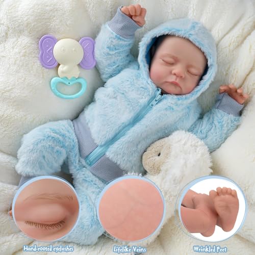 BABESIDE Lebensechte Reborn-Babypuppen Junge 20 Zoll Realistische Neugeborene Lebensechte Bewegliche Puppe für Kinder Weicher Stoffkörper mit Kleidung und Spielzeug, Geschenk für Kinder ab 3 Jahren – Bild 4
