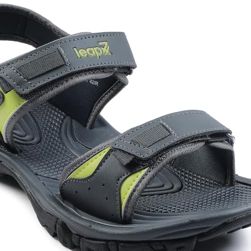 Image of Liberty Leap7x XYLO-M1E Men Sporty Casual Sandals, Grey - Sporty Look Sandals for Men with Velcro Strap - Stylish Sandal for Man - Lightweight and Comfortable Footwear