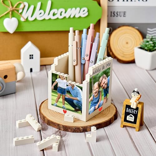 Personalized Daddy & Me Brick Photo Block Pencil Holder