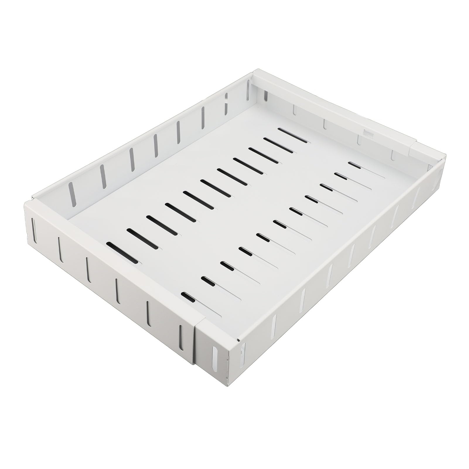 Cassetto estraibile regolabile per cucina e dispensa, 40 x 30 x 5,6 cm, soluzione di archiviazione scorrevole bianca per armadio nization