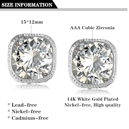 Rhinestone Clip on Earrings, Square Mocha Crystal Silver Clip on Earrings, Hypoallergenic Non Pierced Earrings for Women2