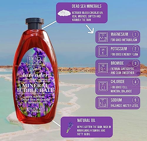 Dead Sea Collection Bubble Bath For Women And Men With Lavender Oil - Relaxing Foaming With Natural Minerals And Vitamins For Adult - Nourishing And Moisturizes Skin - Pack Of 2 (67.6 Fl.oz) #TOP1