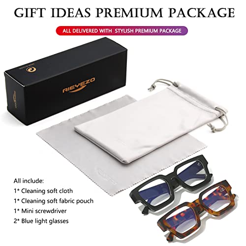Image of AIEYEZO Square Thick Frame Glasses for Women Men Fashion Blue Light Glasses Trendy Chic Computer Eyeglasses