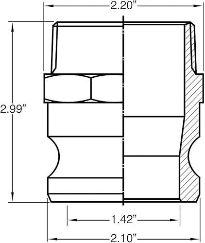 Miniatura 10 de Gloxco Reductor de leva y ranura de aluminio tipo F, adaptador Camlock macho de 2 pulgadas x 1-12 "NPT macho (CAM-2015-FR-AL)