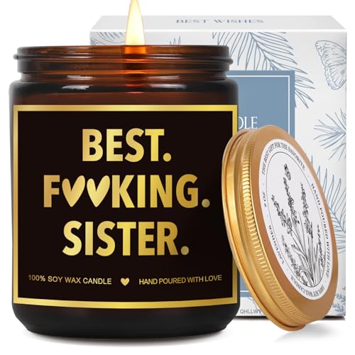 QHLLWT Funny Best F Sister Scented Candle Gifts for Her, Thanksgiving Christmas Birthday Graduation, Cool Sisters Candle for Bonus Stepsister, Step Sis in Law-23