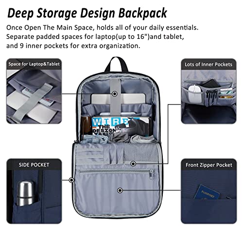 Image of Travel Laptop Backpack with USB Charging Port+Anti-Theft[Water Resistant] College School Bookbag Fits 16 Inch Laptop