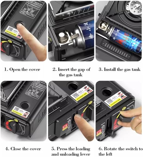 Top Home Solutions® Camping Stove - Portable Gas Stove Black With Carry Case & 8 Butane Gas Canisters, Heat Control, EN417 Compliant, Auto Ignition, Camping Cooker for Picnic, Garden & Outdoor - Image 3