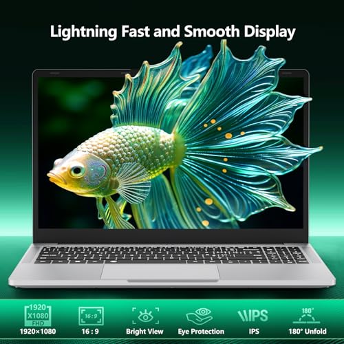 Image of Laptop, Laptop Computer AMD Ryzen 5 5500U 6-Core, 16GB RAM 512GB SSD, 15.6 Inch Laptops with 1080P FHD, Win 11 Pro, Radeon Graphics, 180 Open, Backlit KB, USB-C PD, Gray Thin & Light PC Lap top