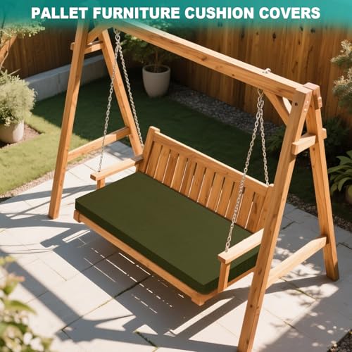 SYLC Waterproof Pallet Cushions Covers, Stretch Cover for Pallet Furniture Cushions with 4 Ties, Outdoor Corner Sofa Covers for Rattan Patio Garden Caravan (Olivegreen,Seat 120×80×15cm) - Image 2