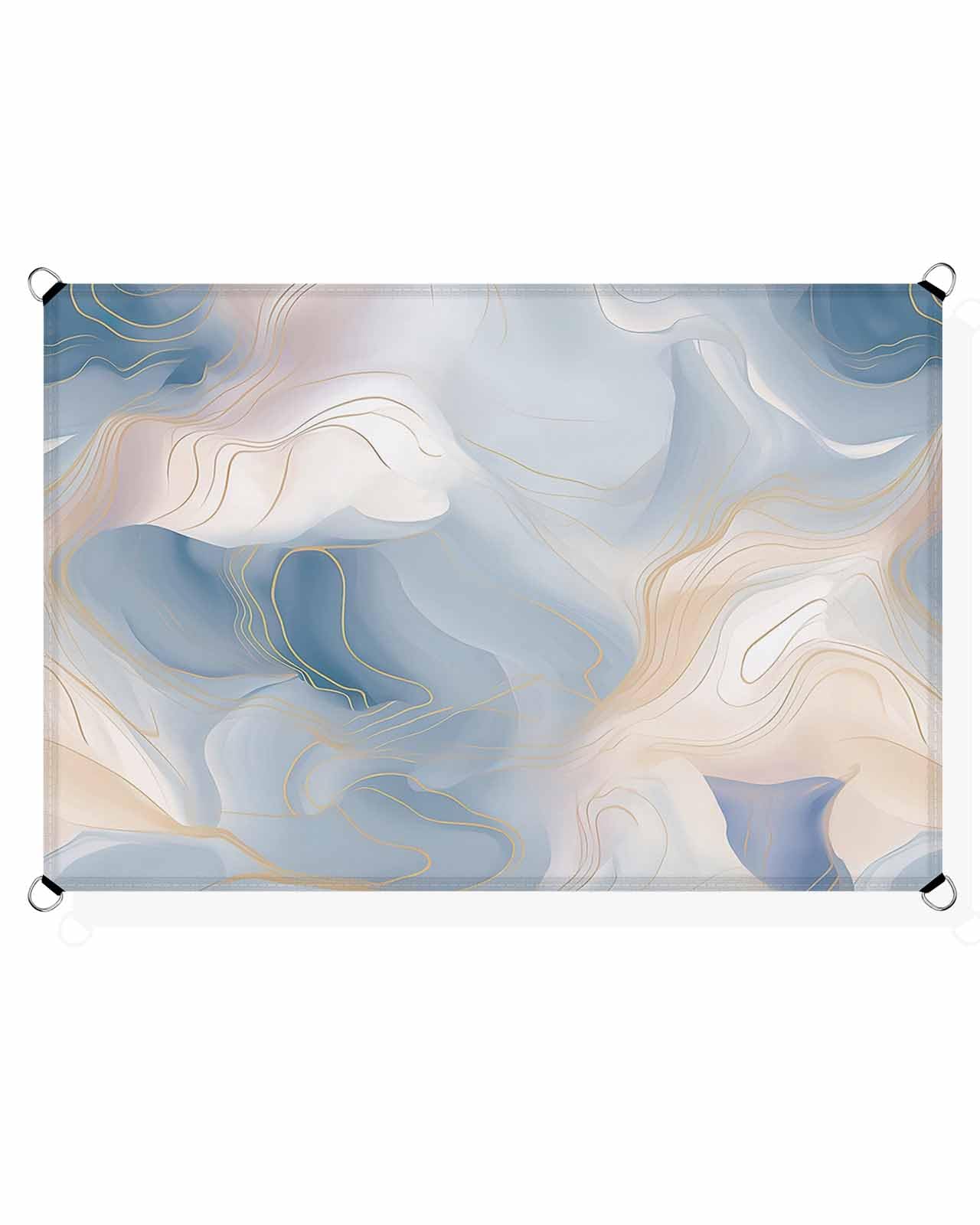 Boanket Sun Shade Sail 14' x 18', Blue Ombre Large Heavy Duty Outdoor Shades Sun Screen, Modern Geometric Yellow Lines Abstract Art Shade Cloth for Patio Deck Terrace Garden Lawns Beach Backyard