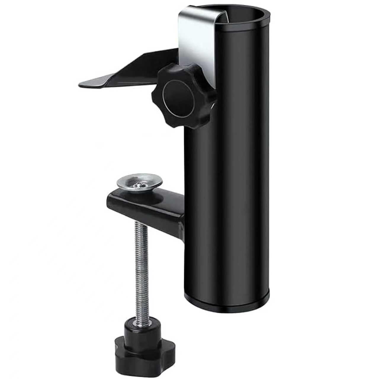 Outdoor Patio Umbrella Clamp Umbrella Clip Umbrella Stand Holder, Patio Umbrella Stand for Beach Courtyard Balcony Deck Bleachers （Black）