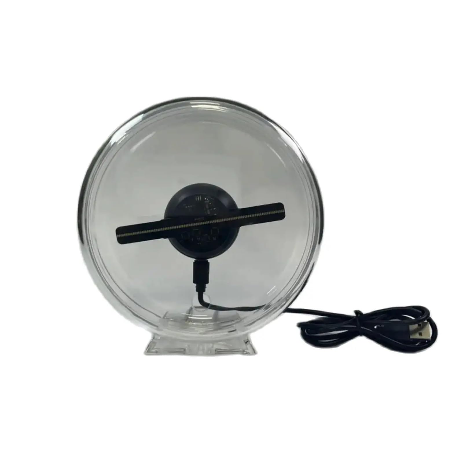 10cm/4.1inch 3D Hologram Fan with Transparent Cover Ornament 128 LED Holographic Advertising Machine Christmas Halloween for Malls