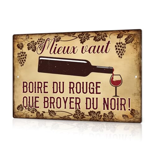 Putuo Decor Plaque Murale Vin Rouge - Panneau Métallique Rétro 30x20 cm - Décoration Cave à Vin ou Cuisine