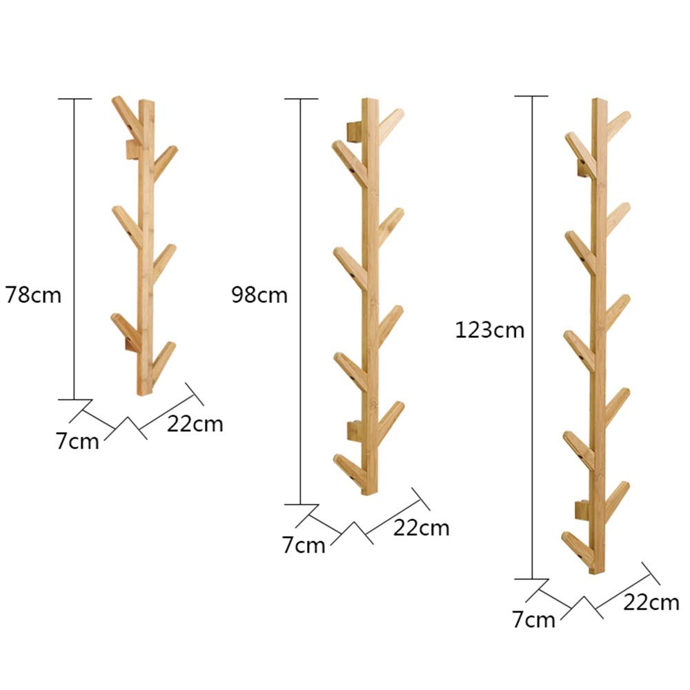 Xyanzi Precioso Perchero Montado En La Pared, Perchero De Bambú Moderno para Sombreros De Árbol Bolsas, Bufandas Ropa Bolso Paraguas Instalado En La Pared De La Percha del Baño del Dormitorio
