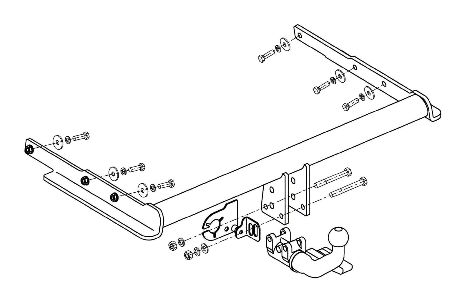 Hook Kompletny hak holowniczy wypinany poziomo kompatybilny z Ford S-Max I 05.2006-2015 + uniwersalna wiązka elektryczna 13-PIN