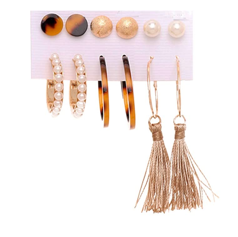 Image of ANNACREATIONS Stylish combo of pearl stud hoop earrings set for Women Girls