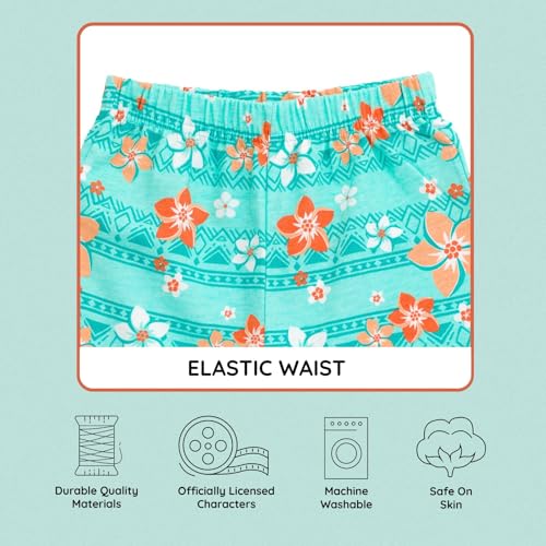 Disney Moana Big Girls' Glitter Ruffle Sleeveless Tee and French Terry Shorts Outfit Teal White 10-12 - image 7