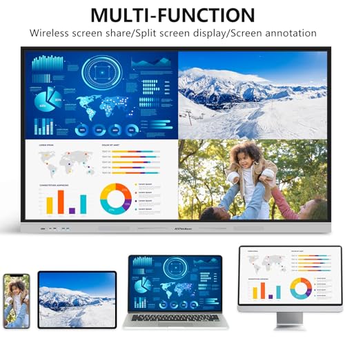 AYSTeKMann Smart Board 65 inch 4K Interactive Whiteboard Touch Screen, Digital Smart Whiteboard for Classroom and Business with Android 14.0-8+128 GB(Wall Mount Included)
