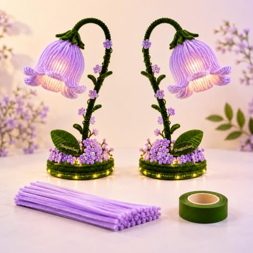 Image of ShagunSaaj Pipe Cleaner Flower Lamp DIY Kit for Kids and Adult Craft (Lavender)