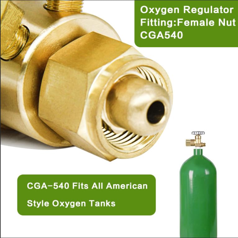 Image of Oxygen And Acetylene Regulator Set, CGA540 and CGA200 Acetylene Inlet Connection Compatible with V-Style Welding Cutting Gas Torch, CGA200 Acetylene Regulator For Small Cylinder