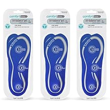 Comfort Zone Tri-Balance Gel Orthotic Insoles for Men, Durable & Cushioned, 3/4 Length Arch Support Gel Inserts for Mens Shoes, Fits Shoe Sizes 8-12, 1 Pair, Pack of 3