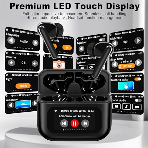 Image of Wireless Earbuds, Bluetooth 5.4 Ear Buds with Touch Screen, ANC /ENC Noise Cancelling Earbuds with Charging Case, IPX7 Waterproof, 6 EQ Modes, 40H Playtime Stereo Sound Earphones for iOS Android(Black)