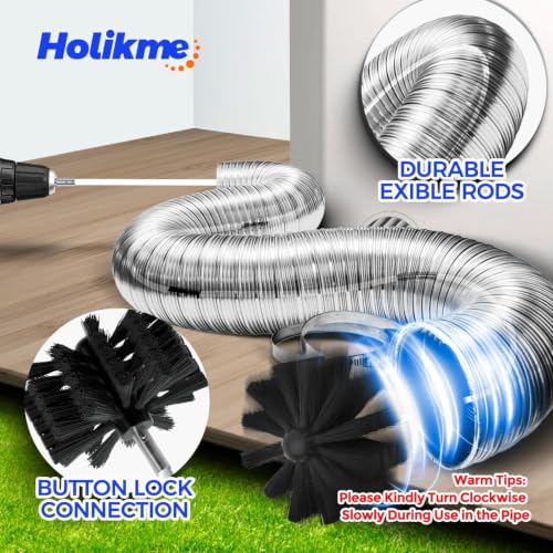 Image of Holikme Dryer Vent Cleaner Kit - 35Ft Flexible Lint Brush for Deep Cleaning