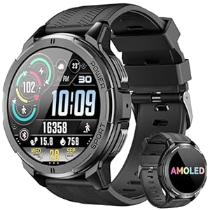 OUKITEL Smartwatch Herren, Militär Wasserdicht Fitness Watch Tracker mit 123 Sportmodi, 410mAh Akku reicht für 15 Tage, 1,43" AMOLED Display, Armbanduhr mit Pulsmesser Schlafmonitor für Android iOS
