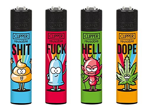 Clipper Classic Large/Micro Feuerzeuge Verschiedene Motive Neue Serie 4er Set + DHB (Slogan #31)