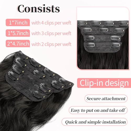 Image of KooKaStyle Wavy Thick Clip in Hair Extensions 20 inch Dark Brown
