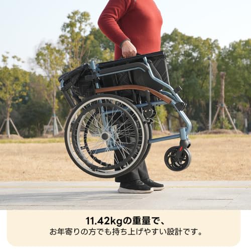 Amazon | 車椅子 アルミ製 軽量 四輪 自立可能 防水生地 ノーパンク