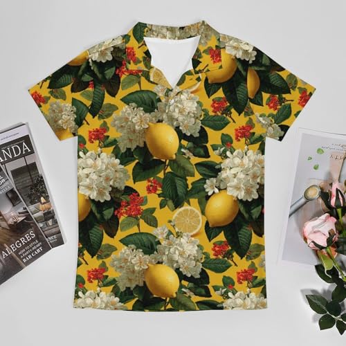 Boys' Classic Polo Shirts Short Sleeve Moisture-Wicking Golf & Tennis Shirts for Youth Teens Oil Painting of Lemon3