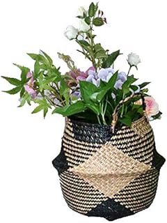 Szetosy Panier en jonc de mer naturel – Goodchanceuk Panier fait à la main en jonc de mer, panier avec poignée, pour linge, jouets