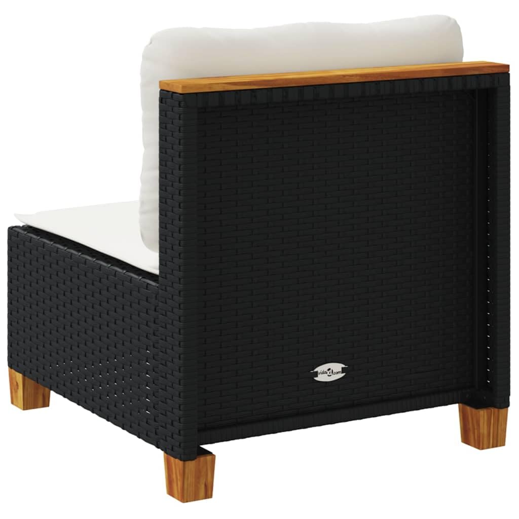 Homgoday Sofá de jardín sin reposabrazos con Cojines Negros de poliratán, Muebles de Exterior para jardín, Cama, sofá, sofá, sofá, jardín, salón, terraza, Exterior Sofá Individual
