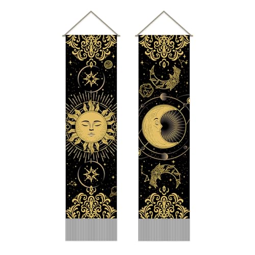 AHANDMAKER Confezione da 2 arazzi con sole e luna, costellazione