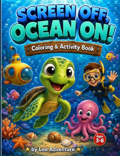 Screen Off, Ocean ON!: Coloring & Activity Book for Kids Ages 3-8 | Ocean Animals, Spot the Differences, Mazes & Drawing Fun for Boys and Girls (Screen Off Activity Books) image 2