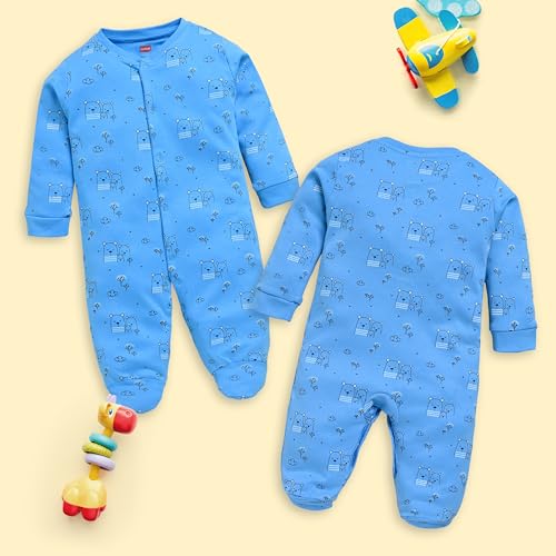 Image of LuvLap Baby Boys and Girls 100% Cotton Full Sleeve Romper /Bodysuit Pack of 3