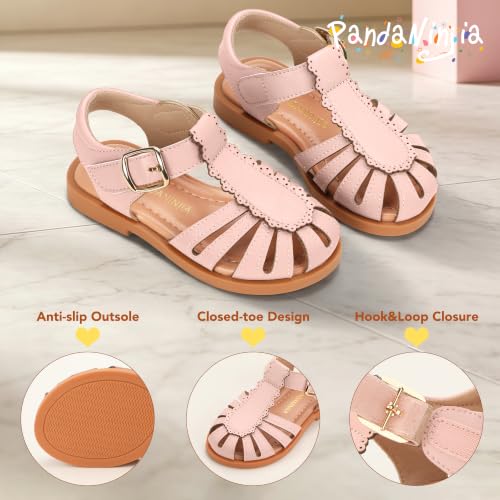 Image of PANDNAINJIA Toddler Girls Sandals T-Strap Dress Summer Shoes