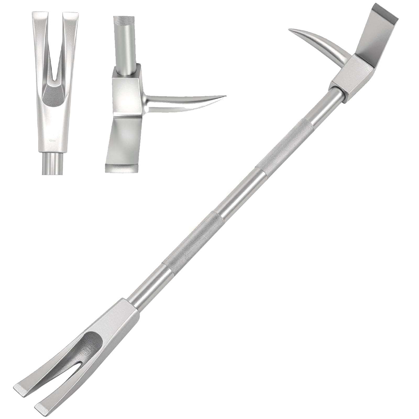 Wytrzymałe narzędzie Halligan, łom wejściowy z płaską głowicą 3 w 1, widelec z kolcami, antypoślizgowy uchwyt, do rozbiórki, naprawy samochodów, ratownictwa pożarowego