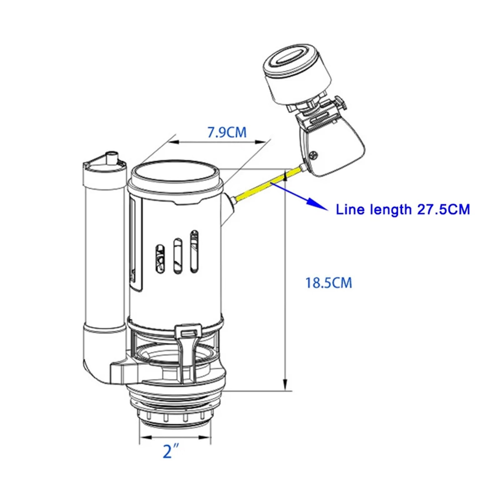 GUYTRM Tanque de agua con válvulas de llenado y drenaje de doble descarga, botón pulsador de descarga, pieza de tanque de agua for asientos universales, válvulas de descarga de inodoro lingli