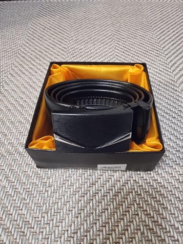 Men's Ratchet Leather Belt for Dress Pants and Jeans - Micro-adjustable belt to fit anywhere. Packed in a gift box.2