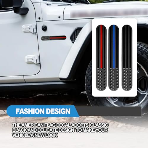 Image of 2 Pcs USA American Metal Flag Auto Fender Emblem 3D US Car Decals USA Black Metal Patriotic Badges for Auto SUV Truck Motorcycle Bumper Window Fender Accessories(Red)